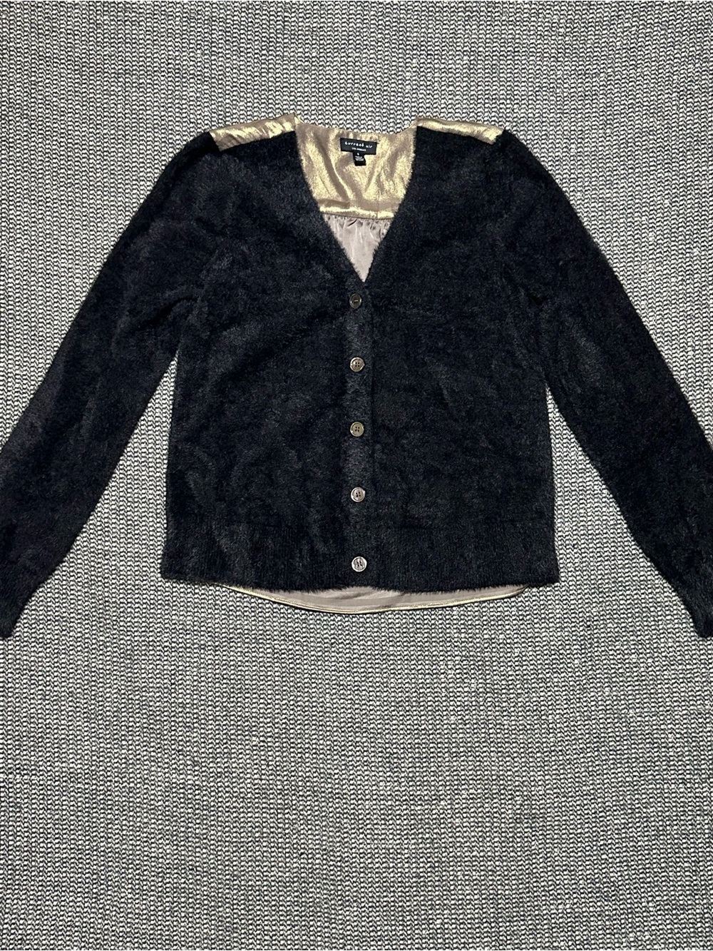 Current Air Black Teddy Jacket with Gold Back